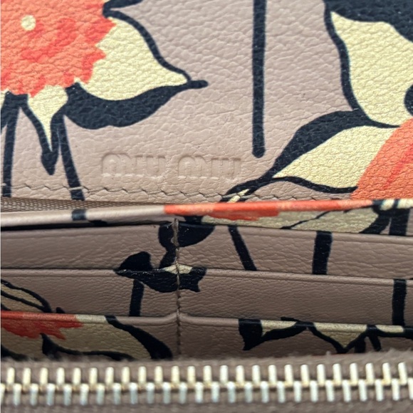 Miu Miu Beige Calfskin Leather Double Snap Wallet - Picture 12 of 14